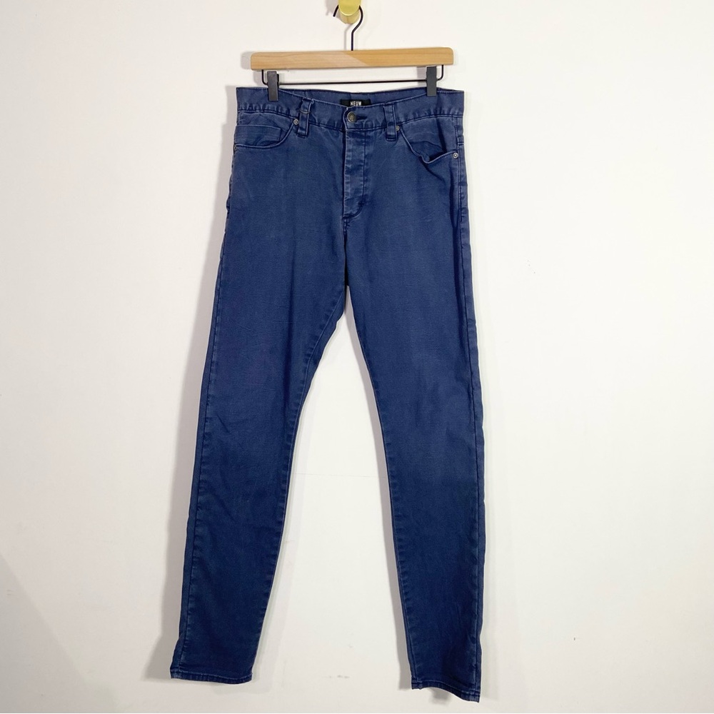 Neuw Washed Blue Straight Leg Button Fly Jeans